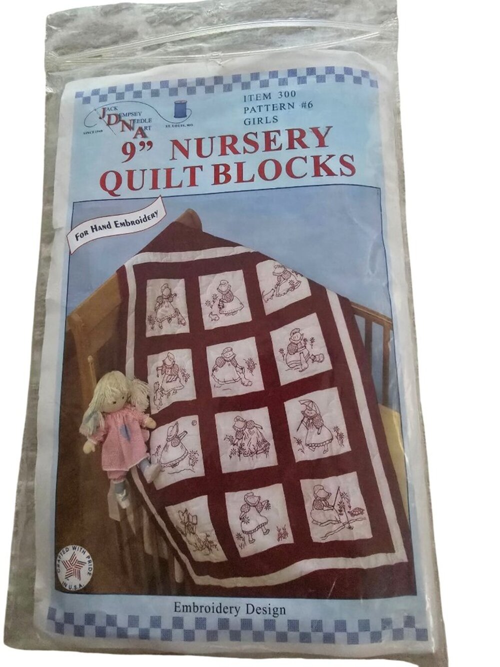 Set/2  9"Nursery Quilt Blocks  & XX Stars Quilt Blocks For Hand Embroidery - Picture 3 of 15